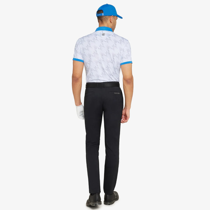 Miles is a Breathable short sleeve golf shirt for Men in the color White/Royal Blue(7)