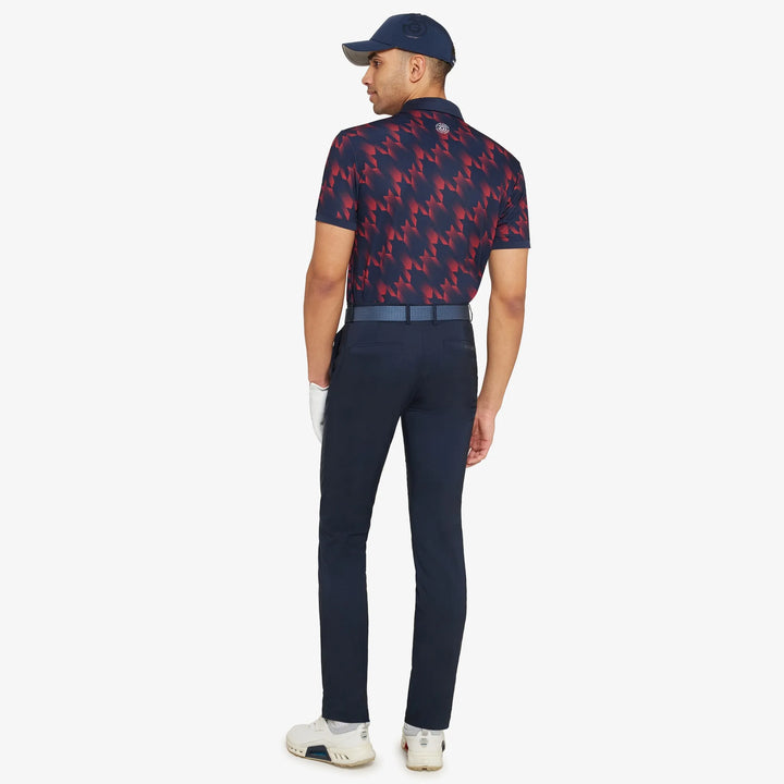 Miles is a Breathable short sleeve golf shirt for Men in the color Navy/Red(6)