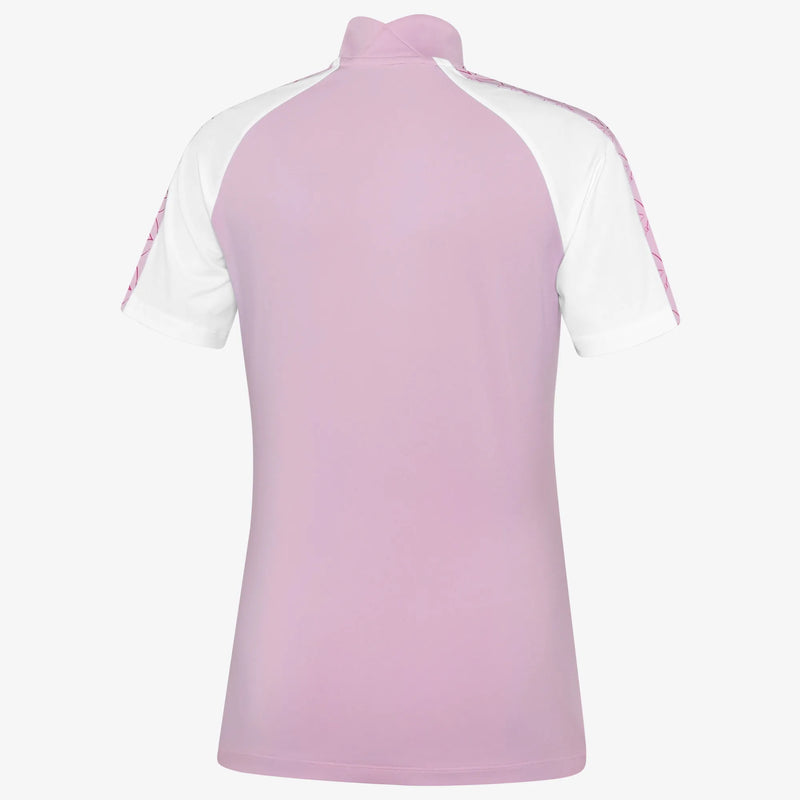 Miley is a Breathable short sleeve golf shirt for Women in the color Pink/White(6)