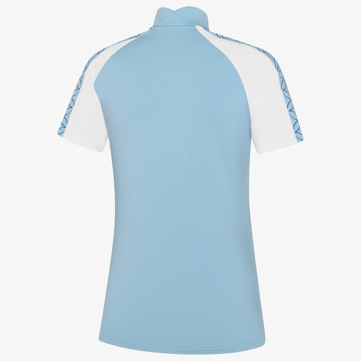 Miley is a Breathable short sleeve golf shirt for Women in the color Crystal Blue/White(6)