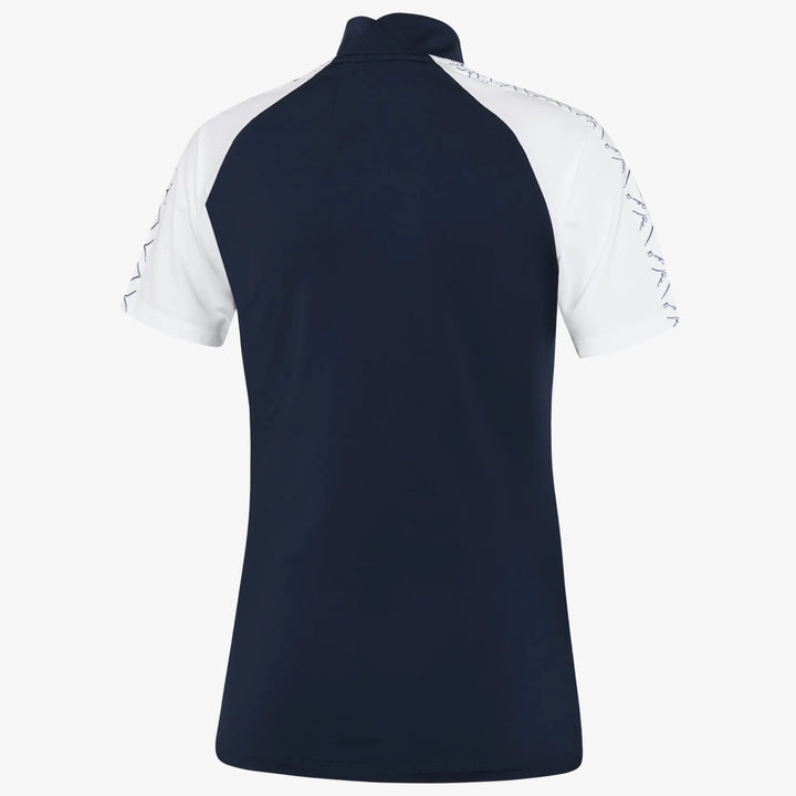 Miley is a Breathable short sleeve golf shirt for Women in the color Navy/White(7)