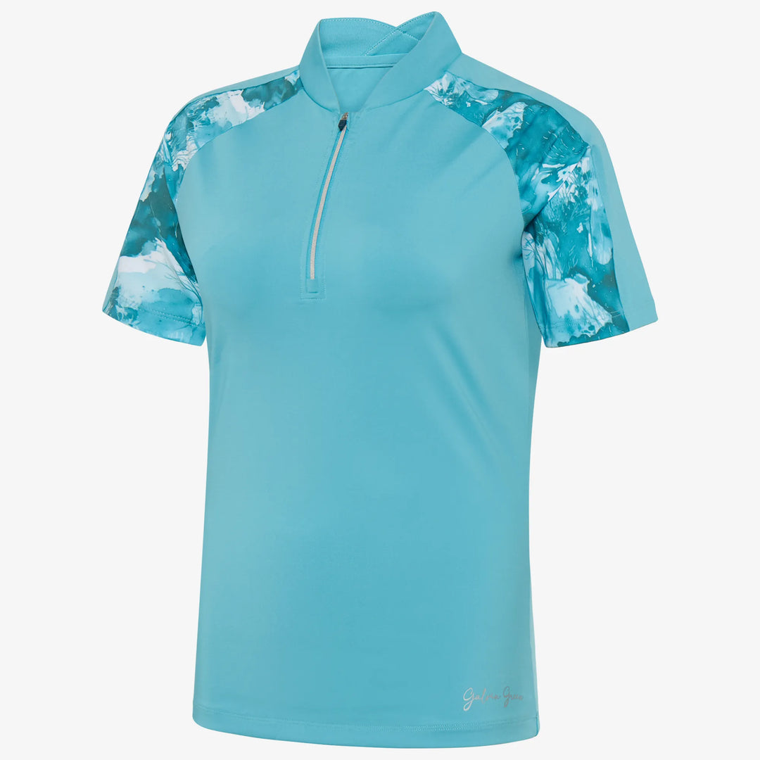 Miley is a Breathable short sleeve golf shirt for Women in the color Delphinium Blue(0)