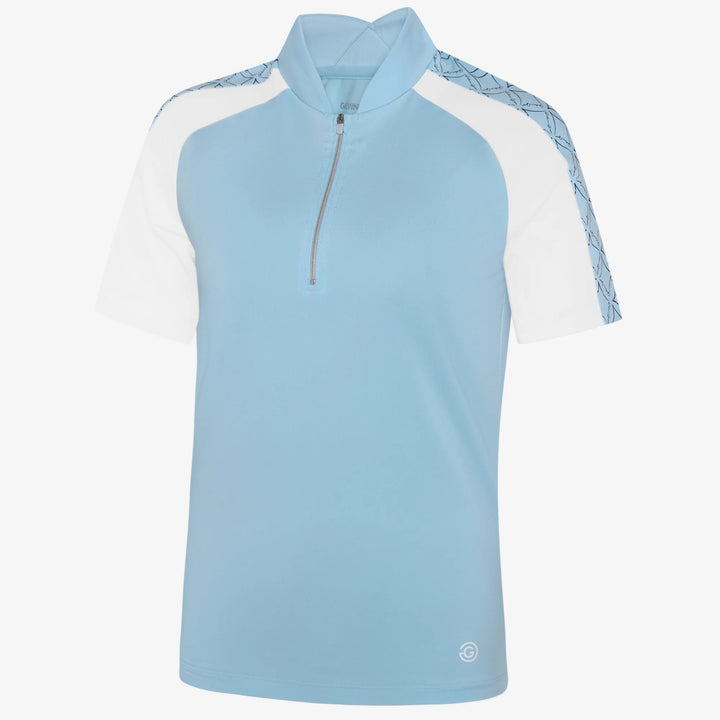 Miley is a Breathable short sleeve golf shirt for Women in the color Crystal Blue/White(0)
