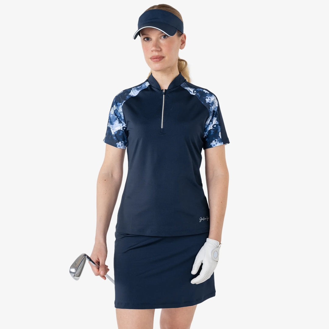 Miley is a Breathable short sleeve golf shirt for Women in the color Navy(1)