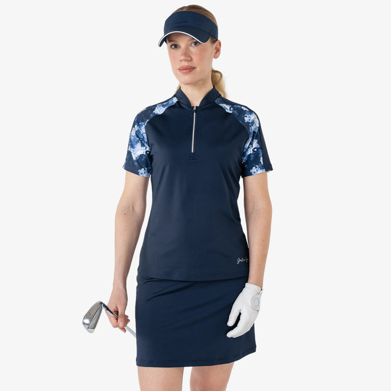 Miley is a Breathable short sleeve golf shirt for Women in the color Navy(1)