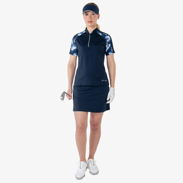 Miley is a Breathable short sleeve golf shirt for Women in the color Navy(2)