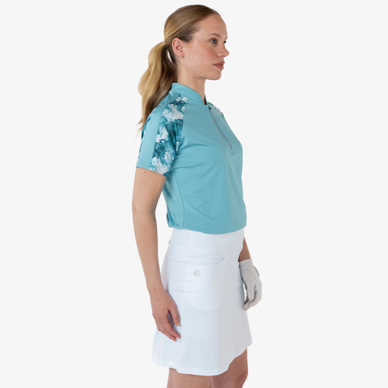 Miley is a Breathable short sleeve golf shirt for Women in the color Delphinium Blue(4)