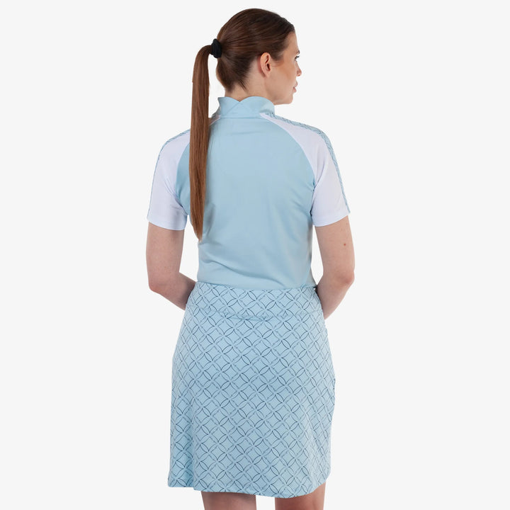 Miley is a Breathable short sleeve golf shirt for Women in the color Crystal Blue/White(4)