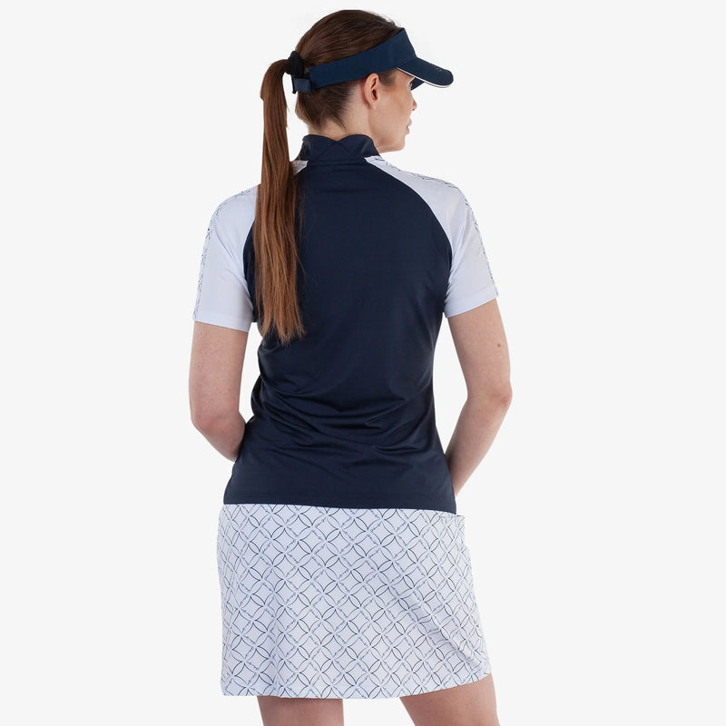Miley is a Breathable short sleeve golf shirt for Women in the color Navy/White(5)