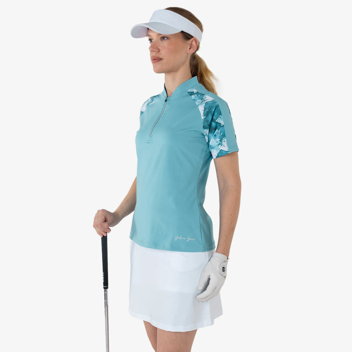 Miley is a Breathable short sleeve golf shirt for Women in the color Delphinium Blue(3)