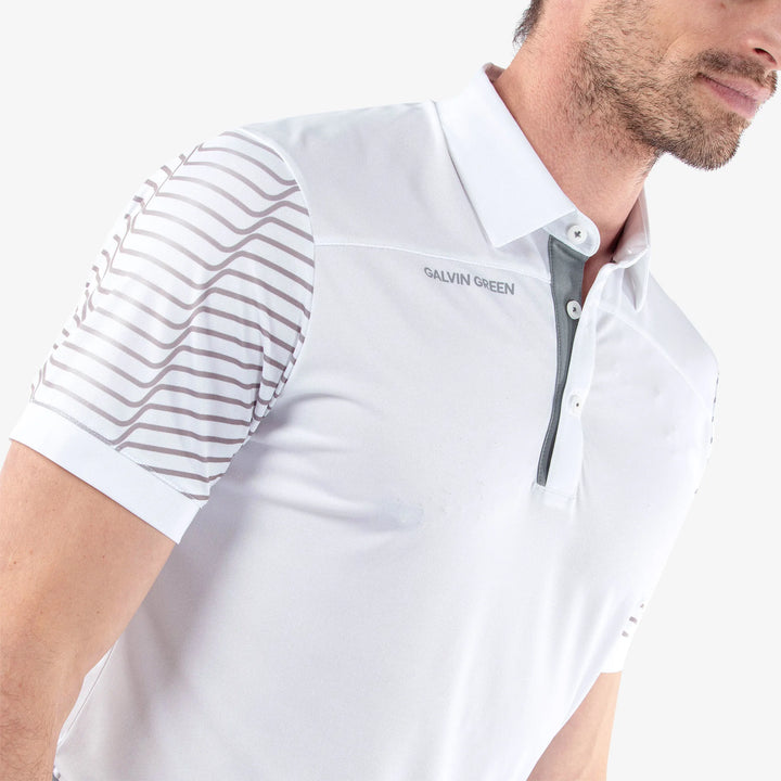 Milion is a Breathable short sleeve golf shirt for Men in the color White/Cool Grey(3)