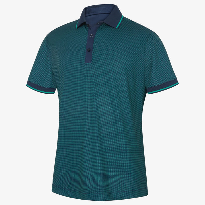 Miller is a Breathable short sleeve golf shirt for Men in the color Navy/Golf Green(0)