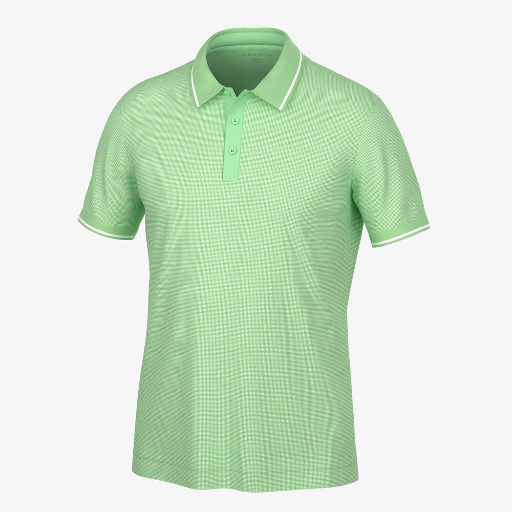 Miller is a Breathable short sleeve golf shirt for Men in the color White/Fresh Green(0)