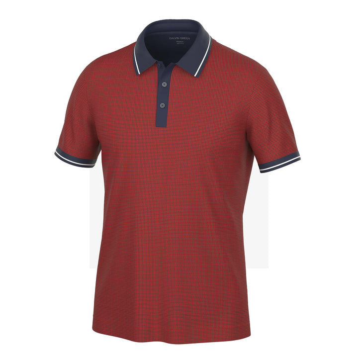 Miller is a Breathable short sleeve golf shirt for Men in the color Red/Navy(0)