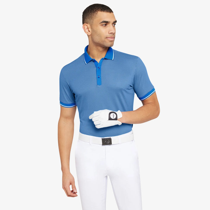 Miller is a Breathable short sleeve golf shirt for Men in the color Royal Blue/White(1)
