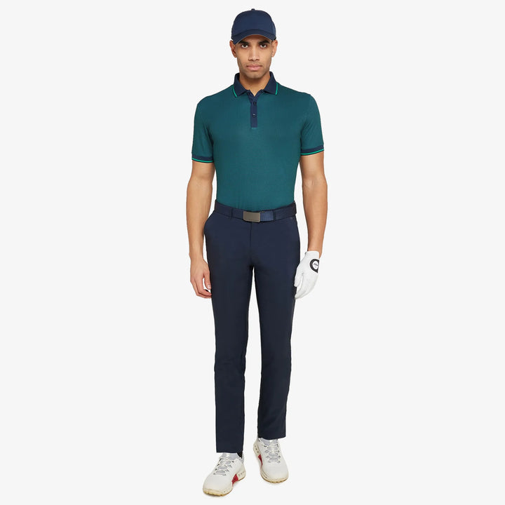 Miller is a Breathable short sleeve golf shirt for Men in the color Navy/Golf Green(2)