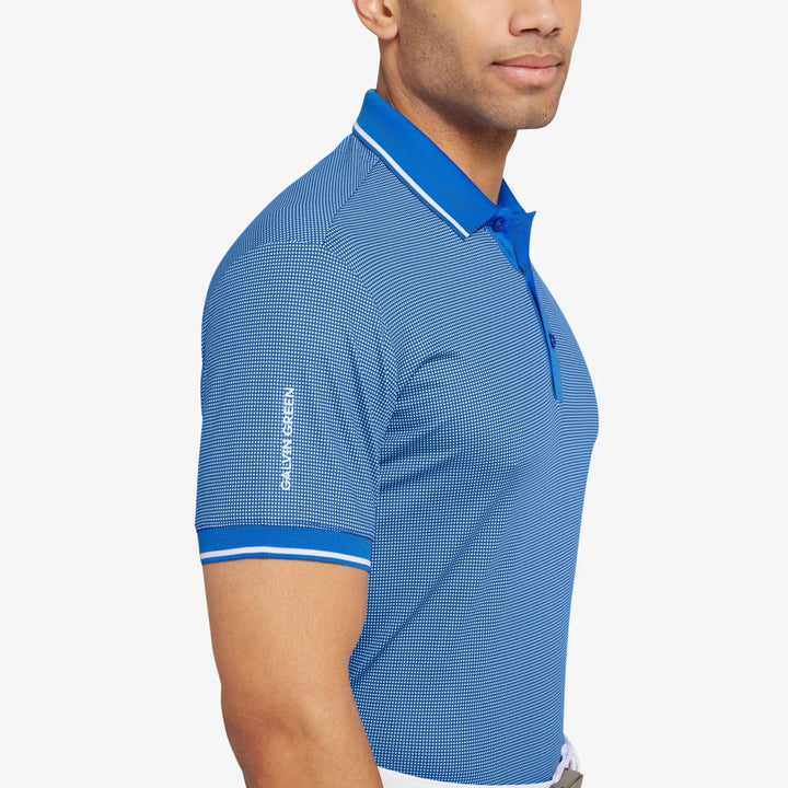Miller is a Breathable short sleeve golf shirt for Men in the color Royal Blue/White(3)