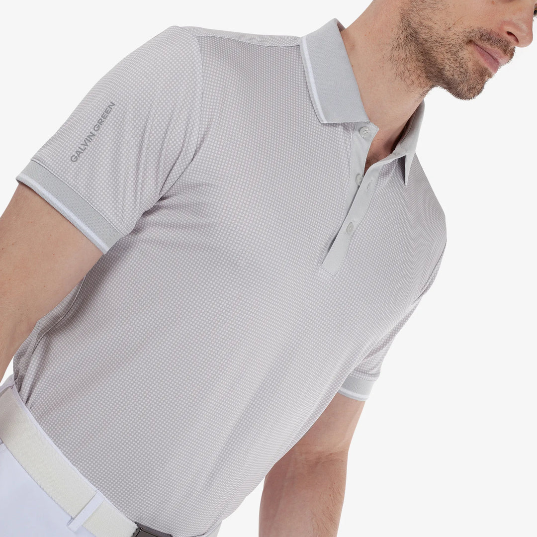 Miller is a Breathable short sleeve golf shirt for Men in the color White/Cool Grey(3)
