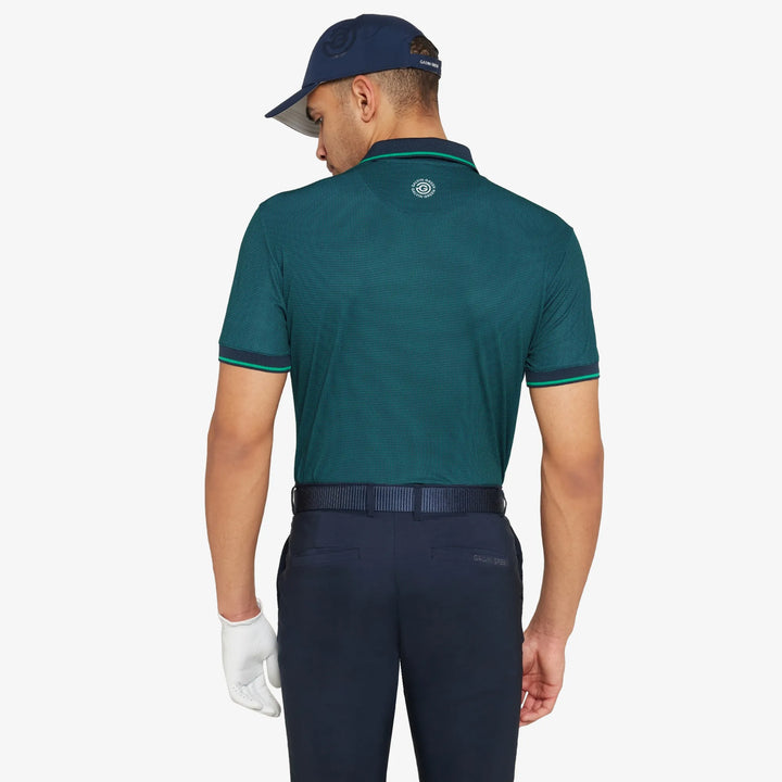 Miller is a Breathable short sleeve golf shirt for Men in the color Navy/Golf Green(4)