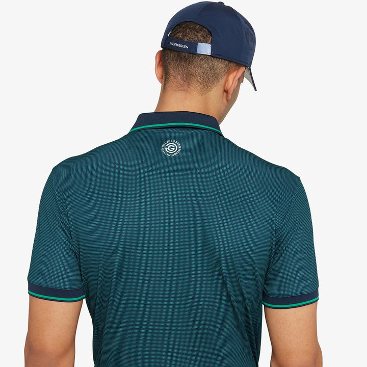 Miller is a Breathable short sleeve golf shirt for Men in the color Navy/Golf Green(5)