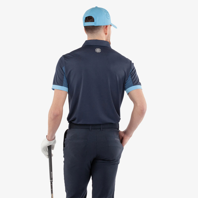 Mills is a Breathable short sleeve golf shirt for Men in the color Navy/Alaskan Blue(4)