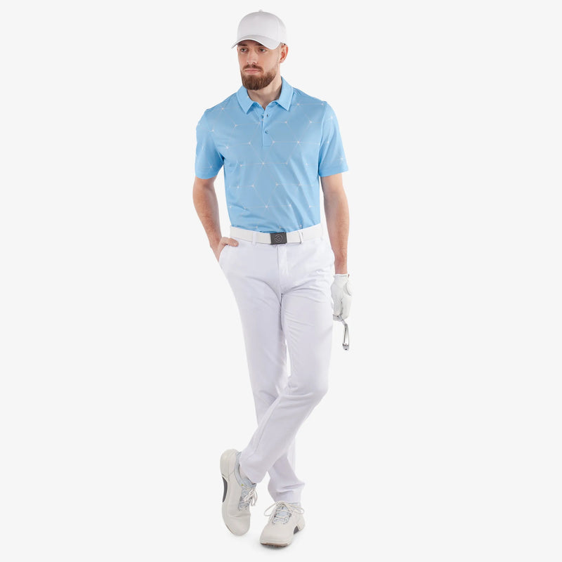 Milo is a Breathable short sleeve golf shirt for Men in the color Alaskan Blue(2)
