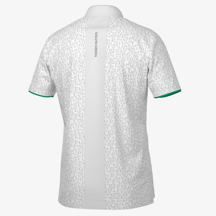 Milton is a Breathable short sleeve golf shirt for Men in the color White/Golf Green(7)