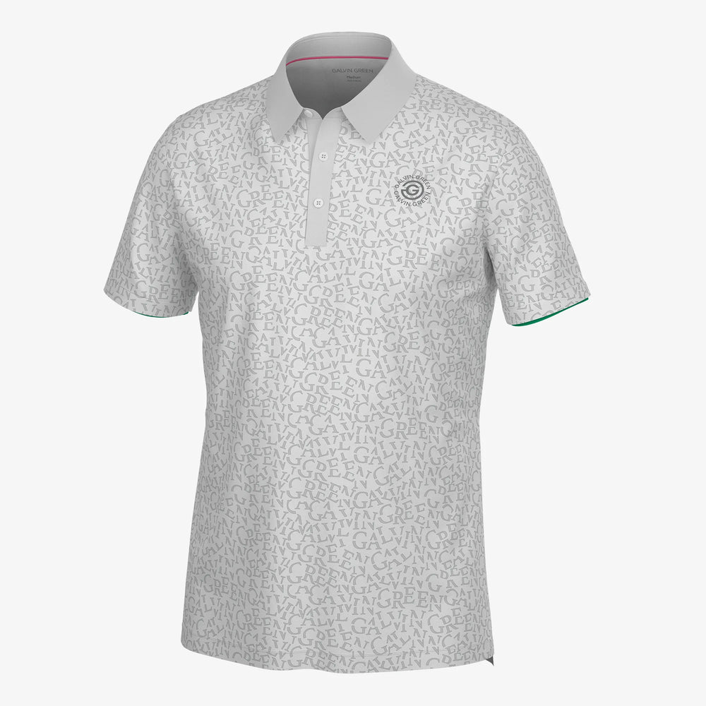 Milton is a Breathable short sleeve golf shirt for Men in the color White/Golf Green(0)