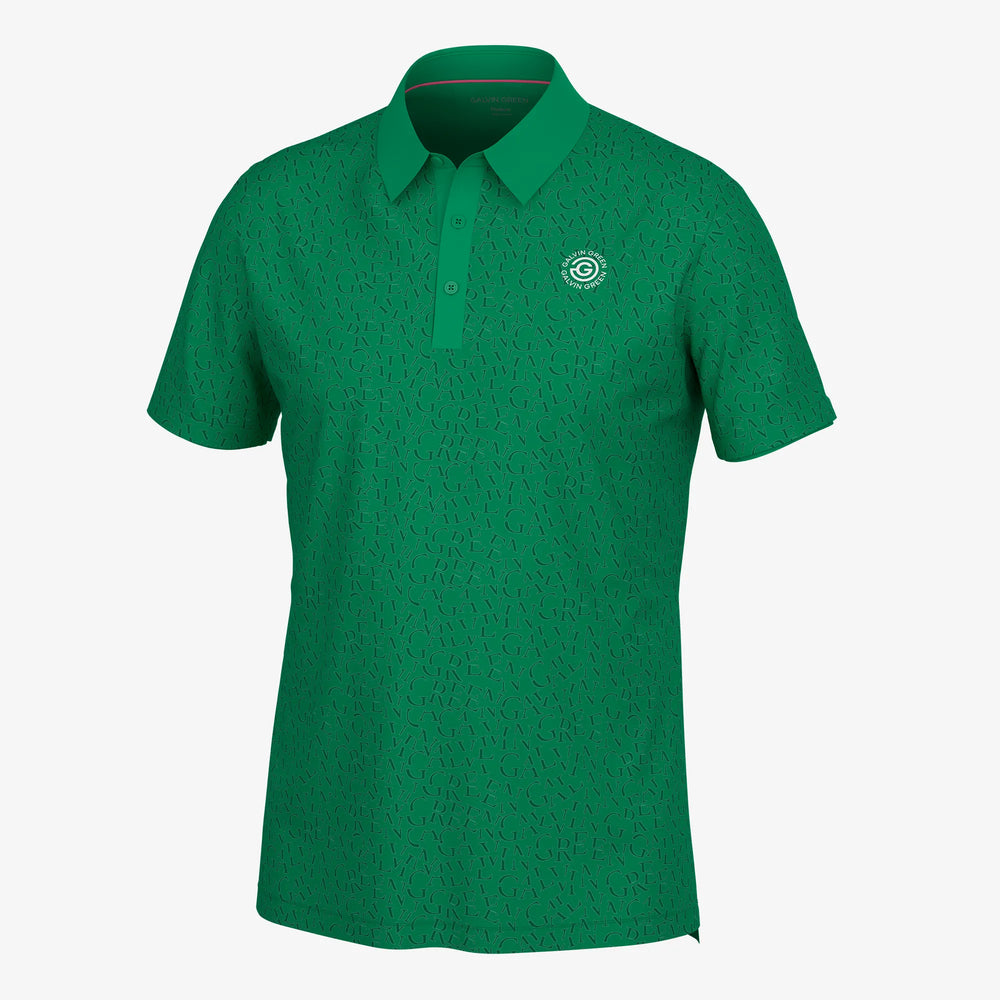 Milton is a Breathable short sleeve golf shirt for Men in the color Golf Green/White(0)