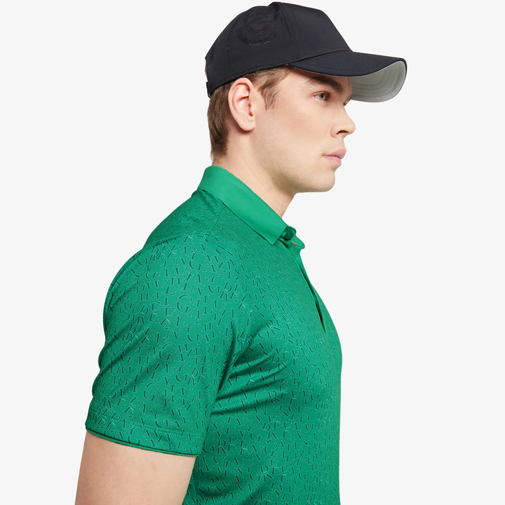 Milton is a Breathable short sleeve golf shirt for Men in the color Golf Green/White(3)
