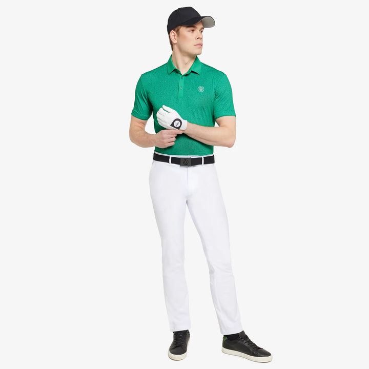 Milton is a Breathable short sleeve golf shirt for Men in the color Golf Green/White(2)