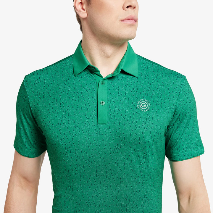 Milton is a Breathable short sleeve golf shirt for Men in the color Golf Green/White(4)