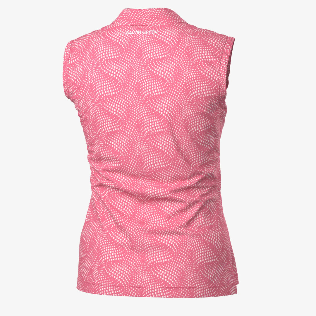 Minnie is a Breathable Sleeveless Golf Shirt for Women in the color Camelia Rose/White(6)