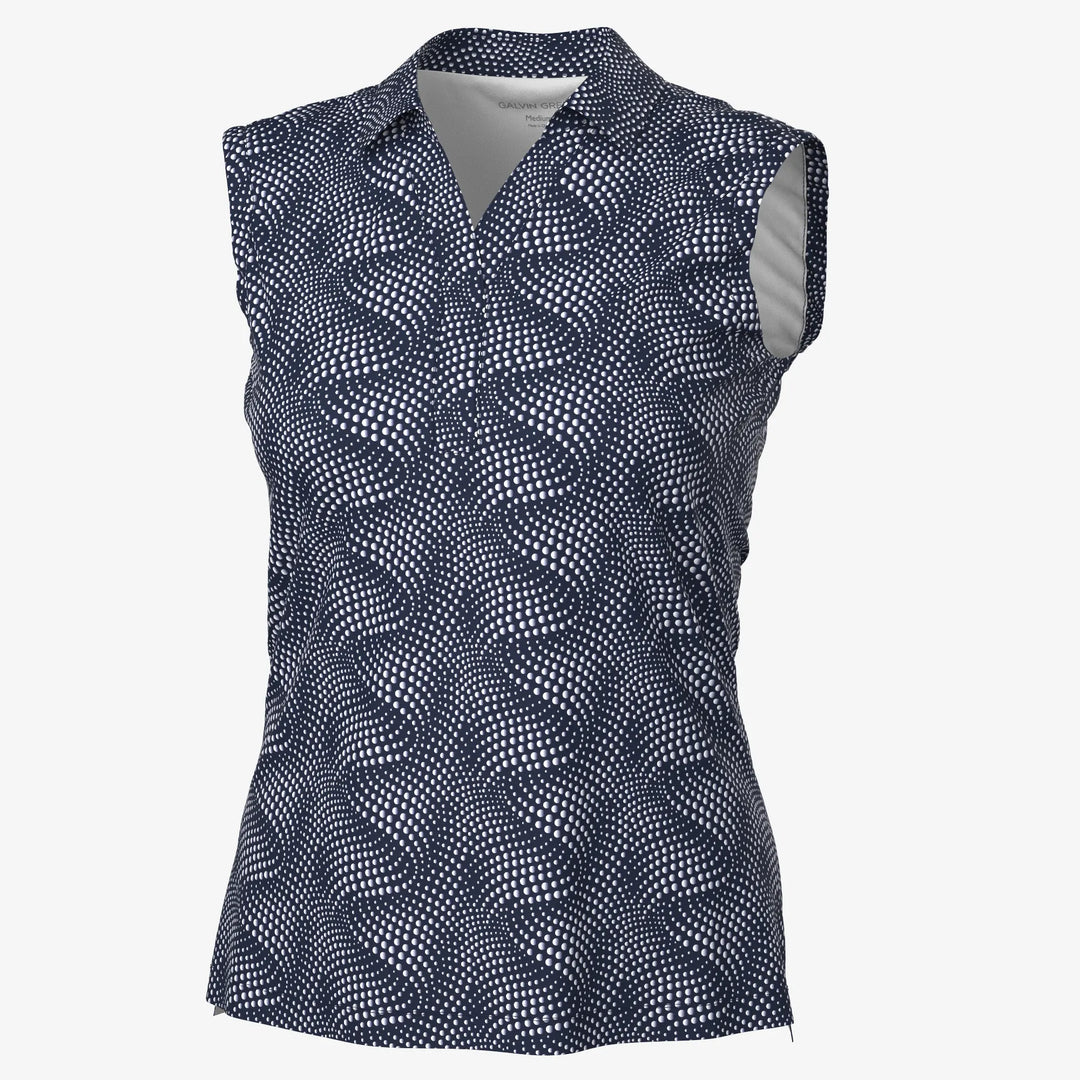 Minnie is a Breathable Sleeveless Golf Shirt for Women in the color Navy/White(0)