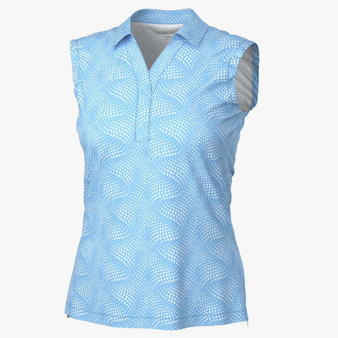 Minnie is a Breathable Sleeveless Golf Shirt for Women in the color Alaskan Blue/White(0)