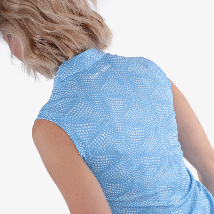 Minnie is a Breathable Sleeveless Golf Shirt for Women in the color Alaskan Blue/White(5)