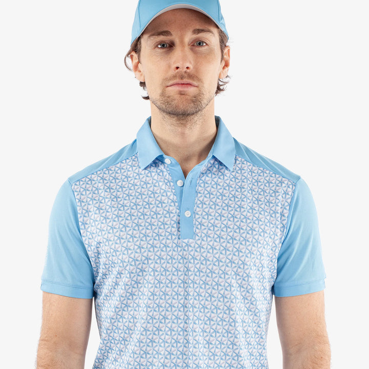 Mio is a Breathable short sleeve golf shirt for Men in the color Alaskan Blue(3)
