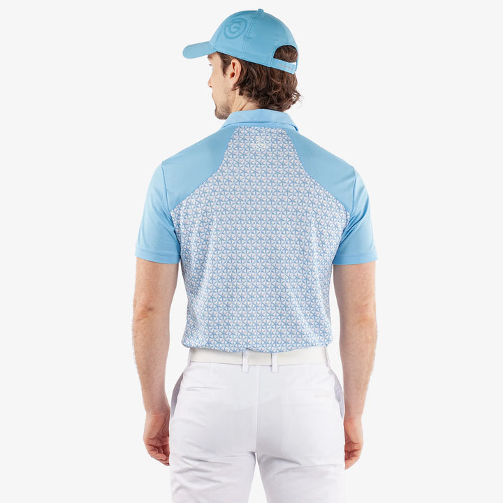 Mio is a Breathable short sleeve golf shirt for Men in the color Alaskan Blue(4)