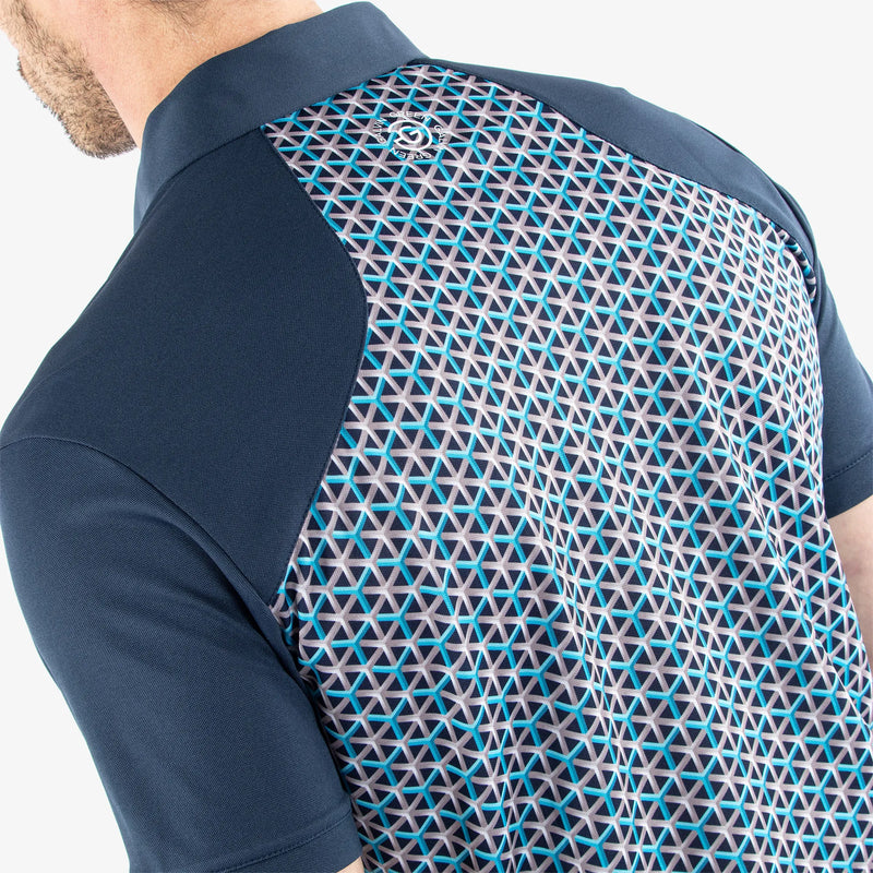 Mio is a Breathable short sleeve golf shirt for Men in the color Aqua/Navy(5)
