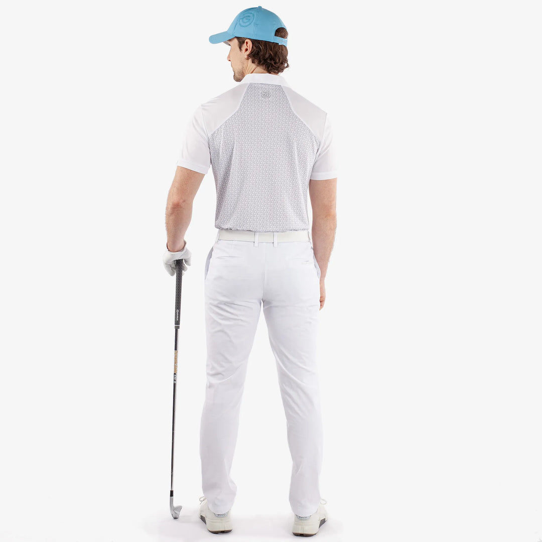 Mio is a Breathable short sleeve golf shirt for Men in the color Cool Grey/White(6)