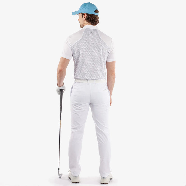 Mio is a Breathable short sleeve golf shirt for Men in the color Cool Grey/White(6)