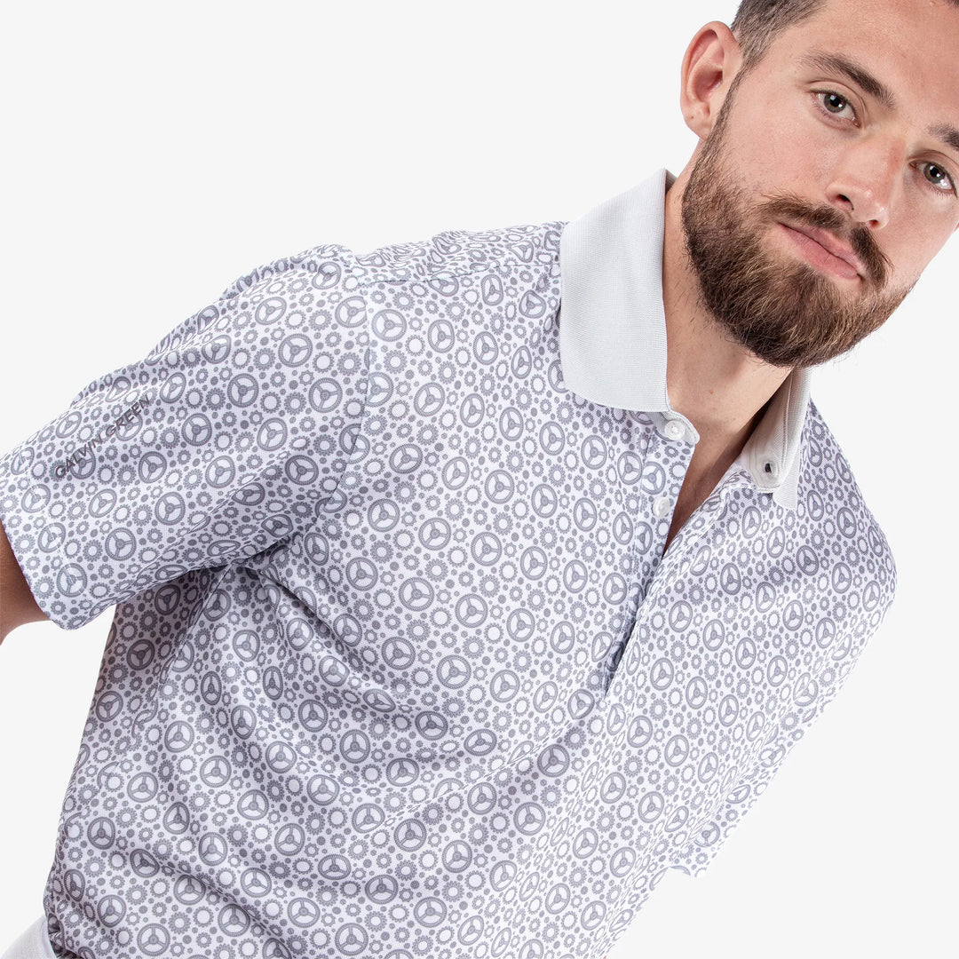 Miracle is a Breathable short sleeve golf shirt for Men in the color White/Cool Grey(3)