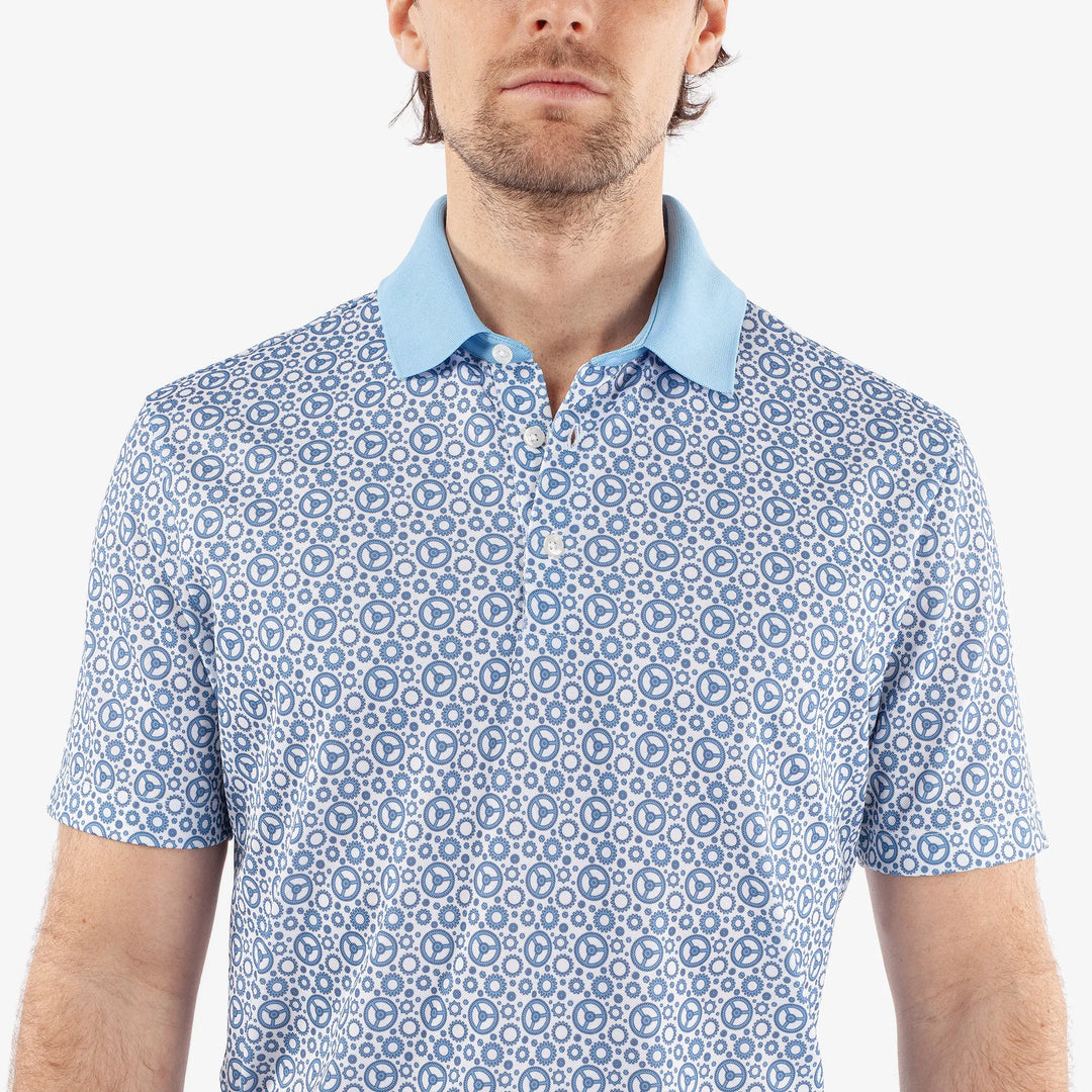 Miracle is a Breathable short sleeve golf shirt for Men in the color Alaskan Blue/White(3)