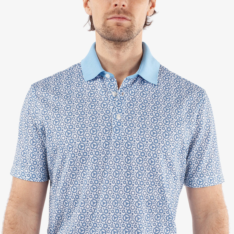 Miracle is a Breathable short sleeve golf shirt for Men in the color Alaskan Blue/White(3)