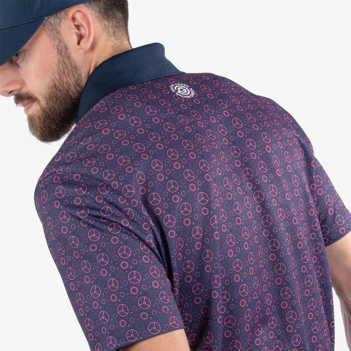 Miracle is a Breathable short sleeve golf shirt for Men in the color Camelia Rose/Navy(5)