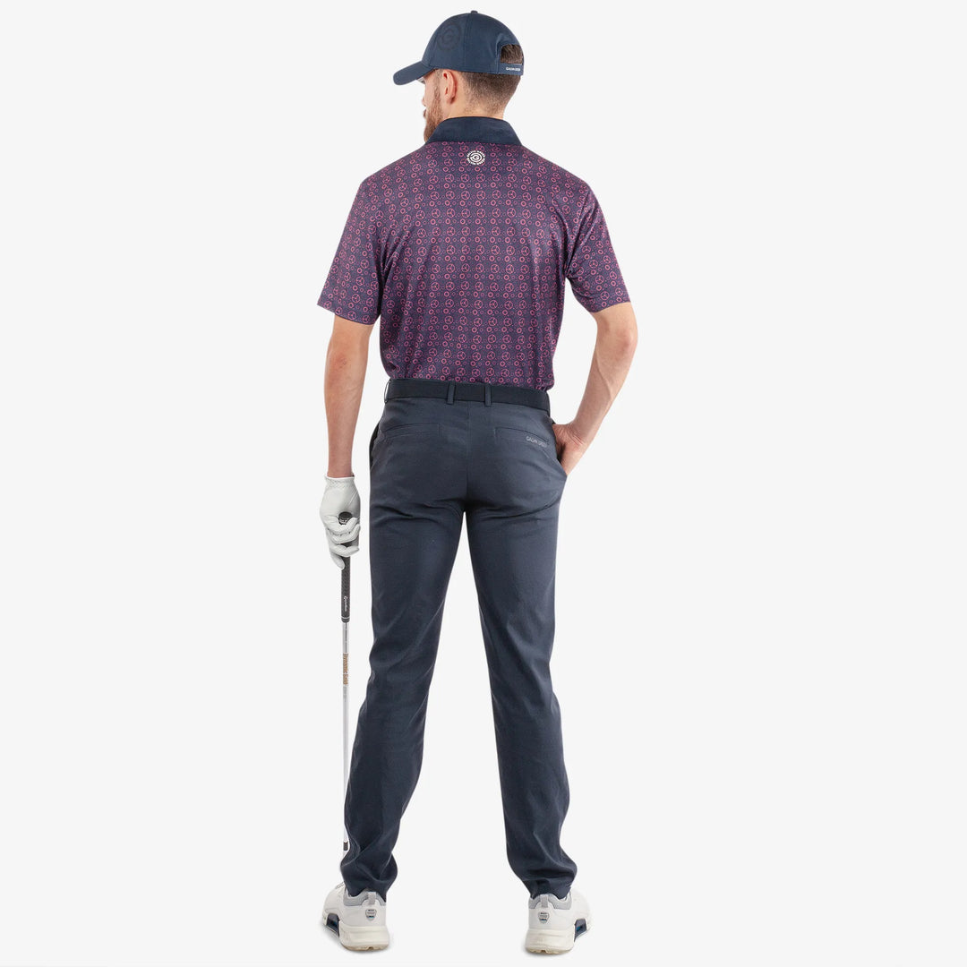 Miracle is a Breathable short sleeve golf shirt for Men in the color Camelia Rose/Navy(6)