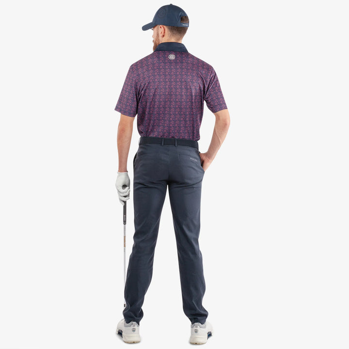 Miracle is a Breathable short sleeve golf shirt for Men in the color Camelia Rose/Navy(6)