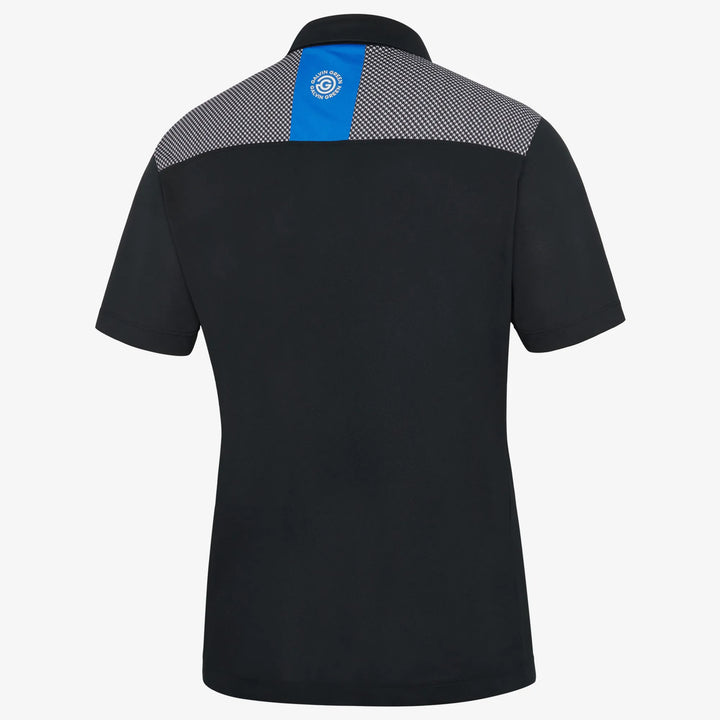 Miran is a Breathable short sleeve golf shirt for Men in the color Black/Royal Blue(7)