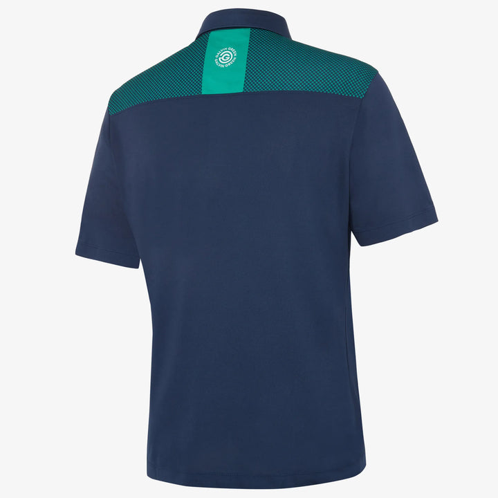 Miran is a Breathable short sleeve golf shirt for Men in the color Navy/Golf Green(7)