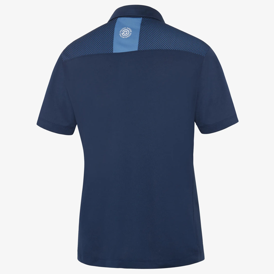 Miran is a Breathable short sleeve golf shirt for Men in the color Navy/Moonlight Blue(7)